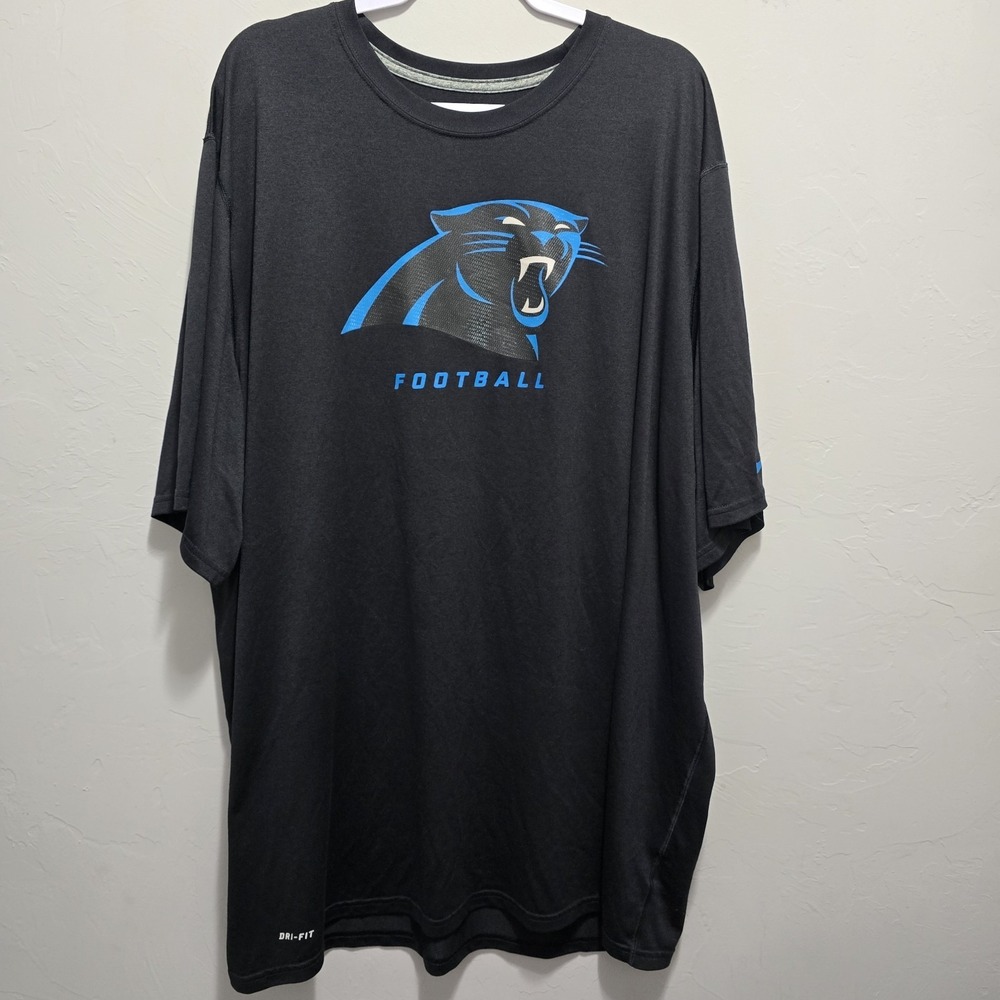 Nike Carolina Panthers Dri Fit Shirt Mens 4XLT Black NFL On Field Short Sleeve